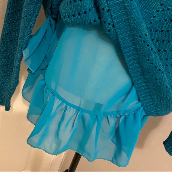 PRANA Knit Ruffle Bottom Ellery Sweater Blue - Picture 8 of 10